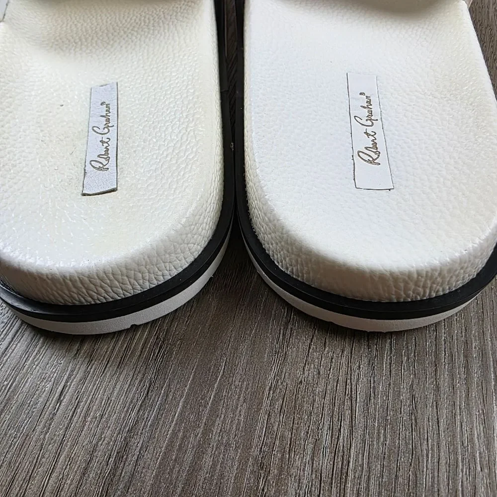 Robert Graham Whiterford Graphic Skull Leather Slides Size 9